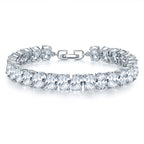 Nagy ovál kristályos kristály karkötő whitegold