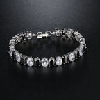 Nagy ovál kristályos kristály karkötő whitegold-fekete