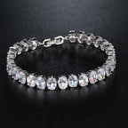 Nagy ovál kristályos kristály karkötő whitegold