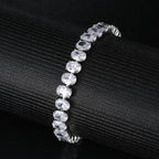 Nagy ovál kristályos kristály karkötő whitegold