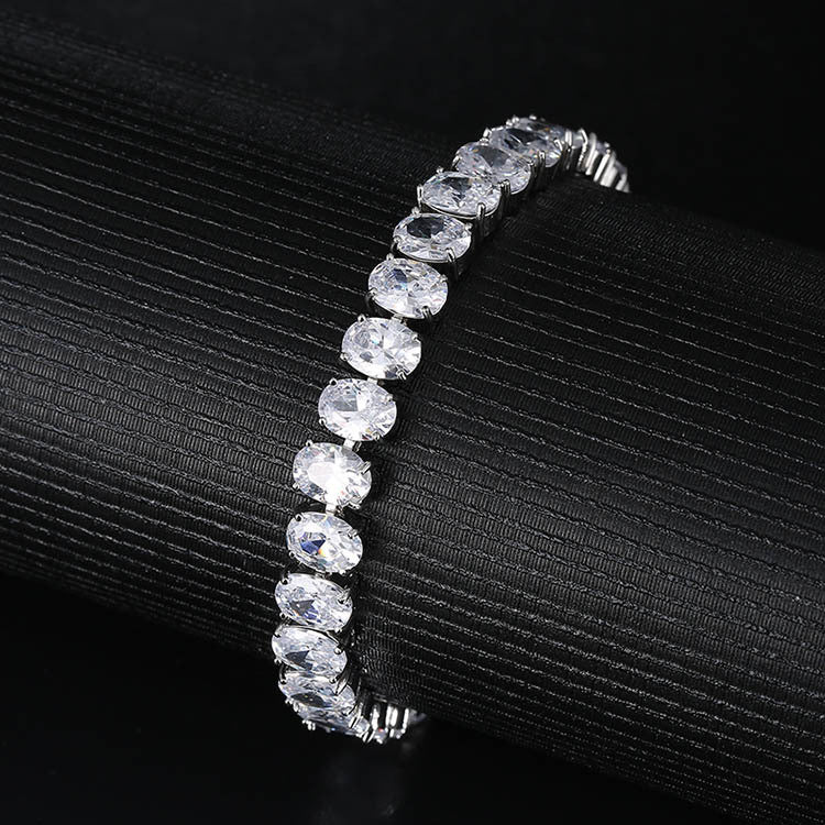 Nagy ovál kristályos kristály karkötő whitegold