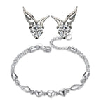 Angyalszárnyak karkötő +fülbevaló szett whitegold