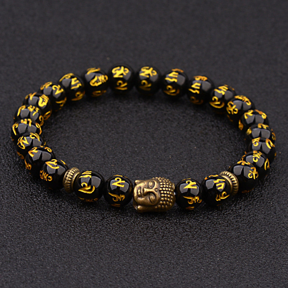 Agate-Buddha karkötő gold