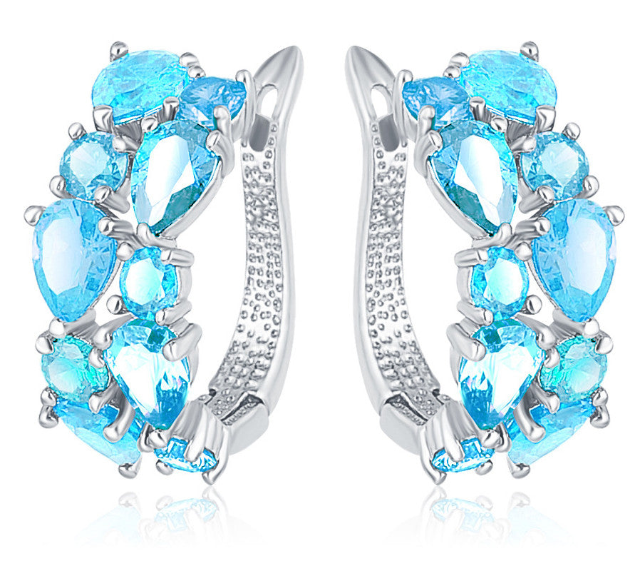 Flora női fülbevaló whitegold-kék