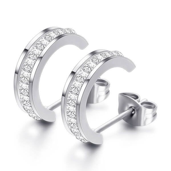 Donatella nemesacél fülbevaló Swarovski kristállyal whitegold