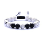 Ásvány karkötő magnezit- fekete achát