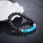 Ásvány karkötő lávakő- kék achát