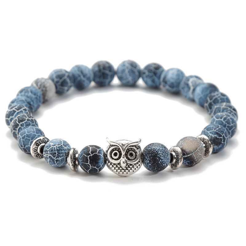 Achát ásványi karkötő bagoly dísszel