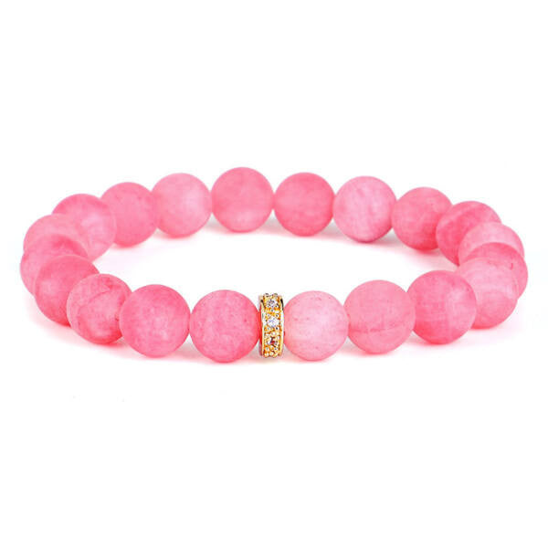 Rugalmas jáde karkötő pink