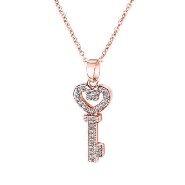 Kulcs medálos nyaklánc rosegold