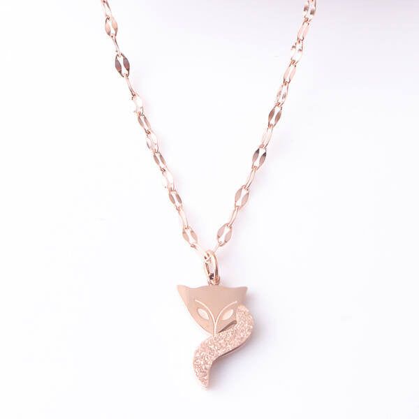 Róka titánium nyaklánc rosegold