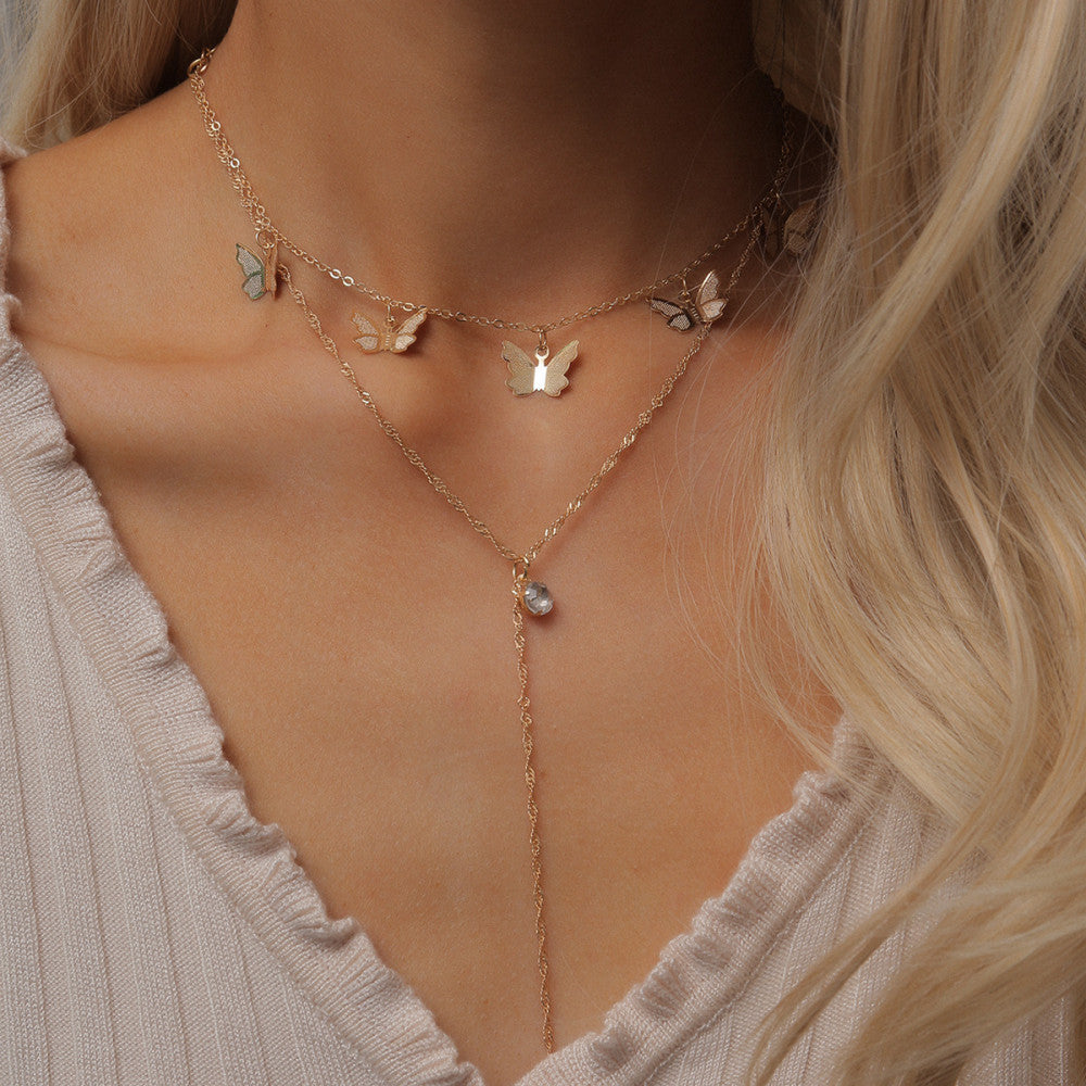 Hat pillangó nyaklánc gold