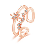 Csillagos kristályos gyűrű rosegold (állítható méret)