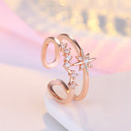 Csillagos kristályos gyűrű rosegold (állítható méret)