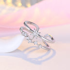 Csillagos kristályos gyűrű whitegold (állítható méret)