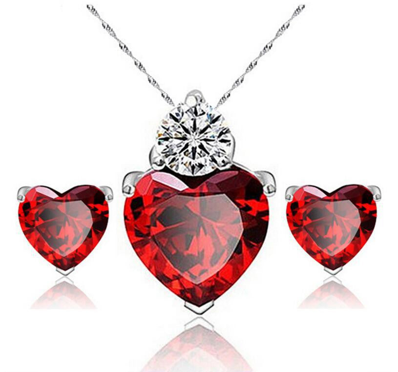 Constanza ékszer szett whitegold-piros