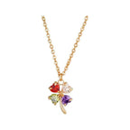 Színes lóhere nyaklánc Swarovski kristállyal