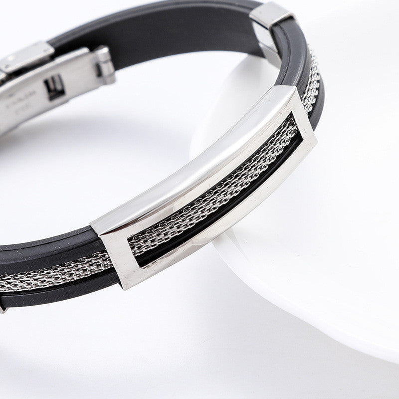 Hind férfi acél-szilikon karkötő
