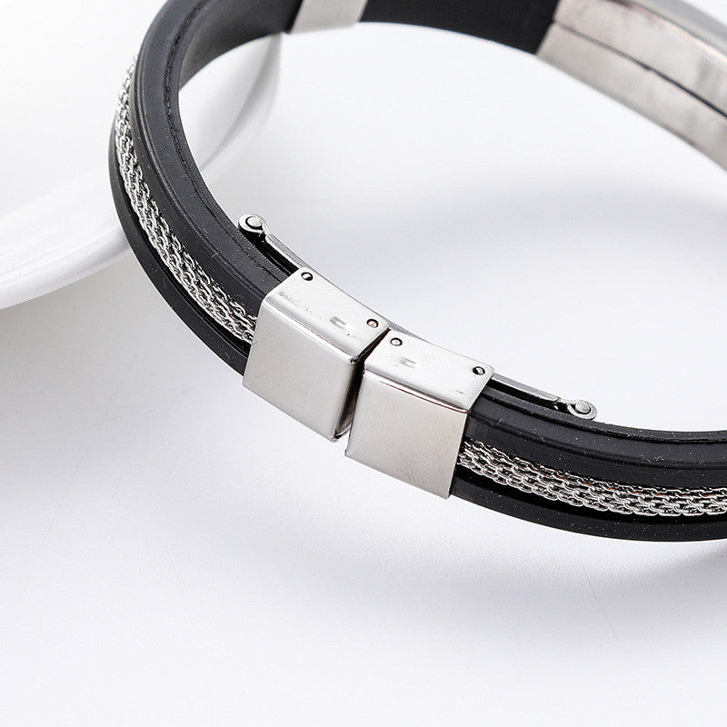 Hind férfi acél-szilikon karkötő