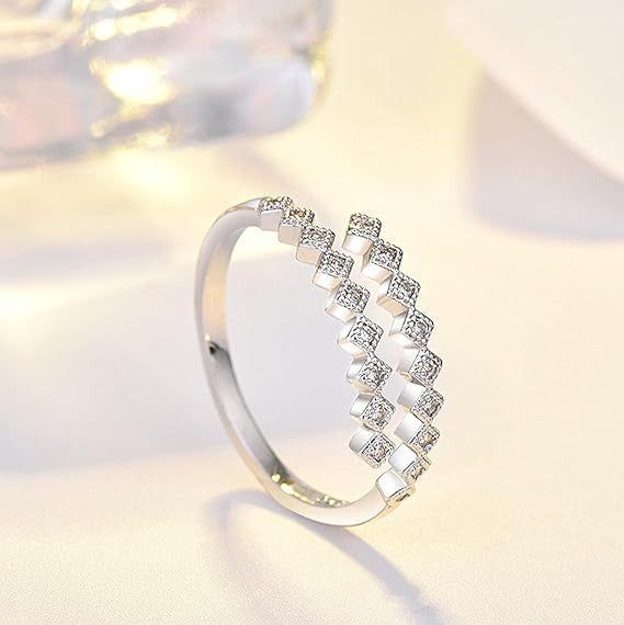 Cikcakk kristályos gyűrű whitegold (állítható méret)