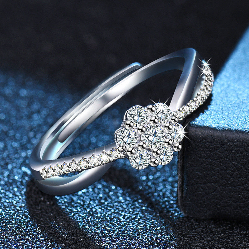 Kristály virágos gyűrű whitegold (állítható méret)