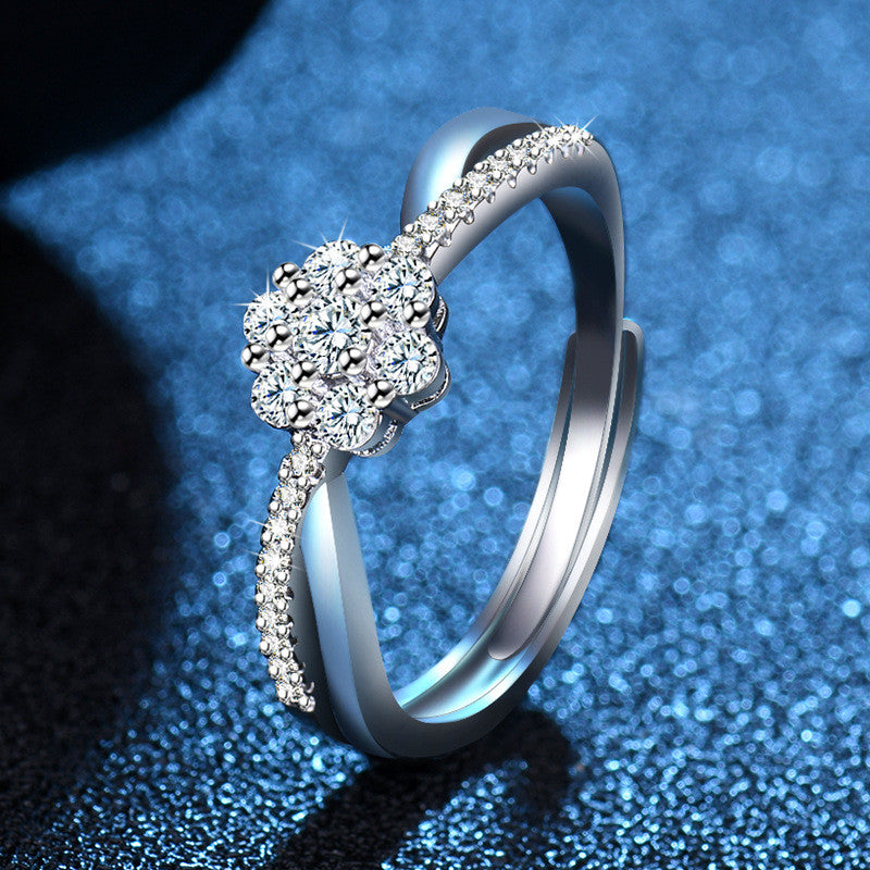 Kristály virágos gyűrű whitegold (állítható méret)