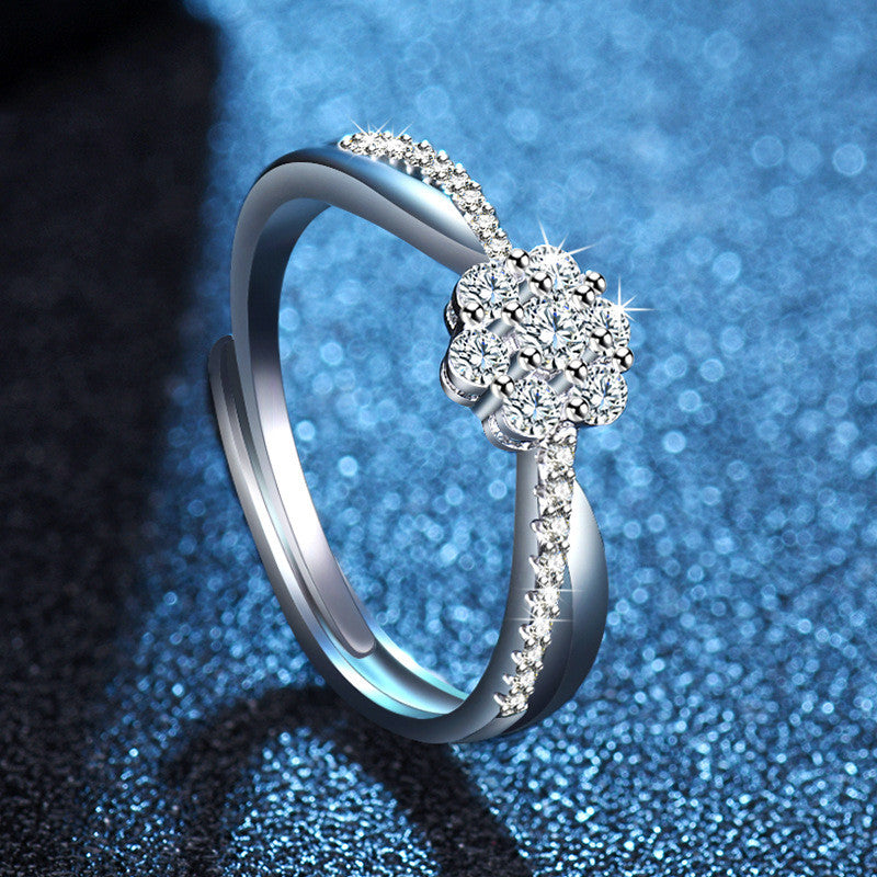 Kristály virágos gyűrű whitegold (állítható méret)