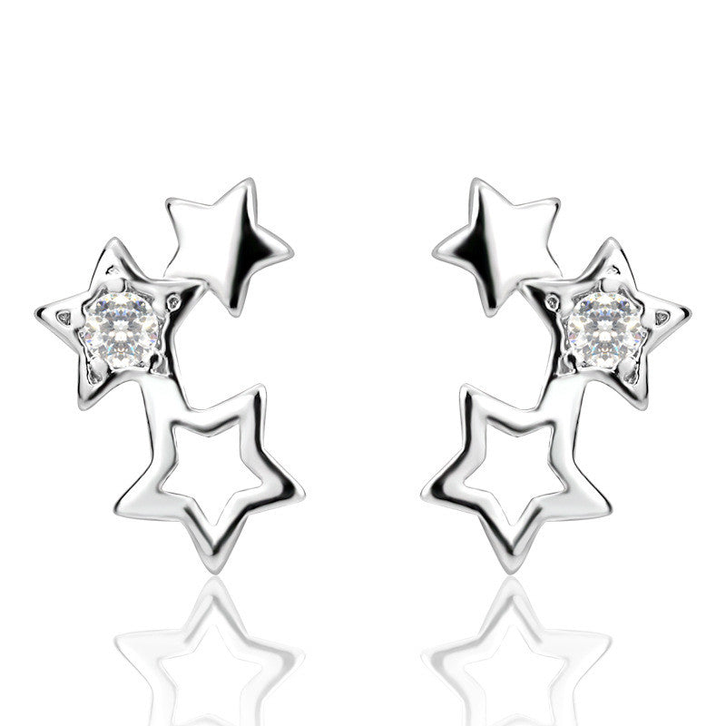 Hárm csillag fülbevaló whitegold