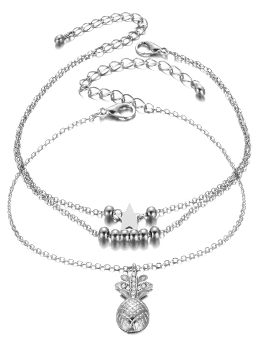 Smoon ananász és csillag bokalánc szett whitegold