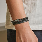 Alessandro férfi karkötő bőr-lávakő