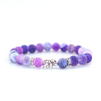 Achát karkötő ezüstös elefánt dísszel lilás