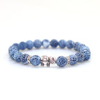 Achát karkötő ezüstös elefánt dísszel mélykék