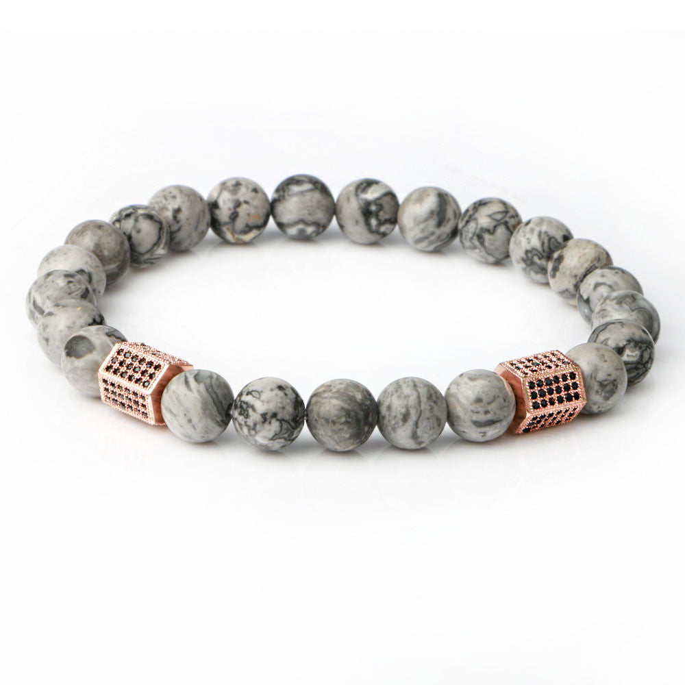 Carmen uniszex ásvány karkötő rosegold