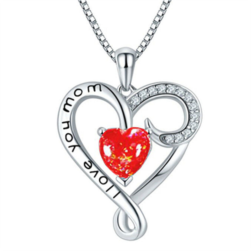 Chahinez női nyaklánc whitegold-piros