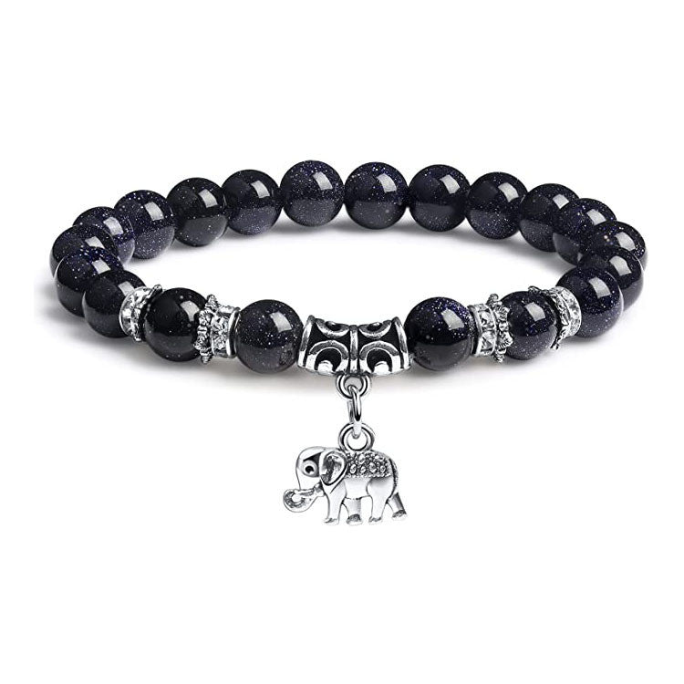 Goldstone ásvány karkötő elefánt medállal