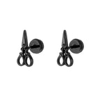 Nemesacél olló fülbevaló fekete