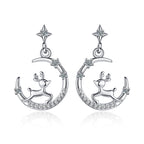 Hold-csillagok-rénszarvas fülbevaló whitegold