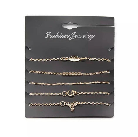 Aida ötrészes karkötő szett gold