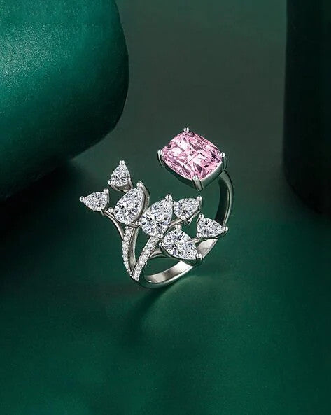 Méline kristályos gyűrű rózsaszín (állítható méret)