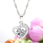 Amber szív kristályos nyaklánc whitegold