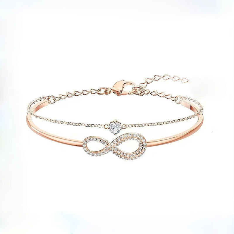 Végtelen és kerek kristály karkötő rosegold