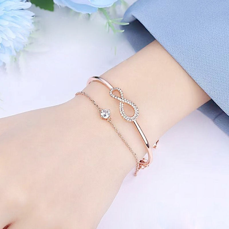 Végtelen és kerek kristály karkötő rosegold