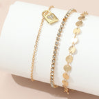 Smoon kristályos bokalánc szett lakattal gold