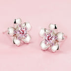 Kristály virág fülbevaló whitegold