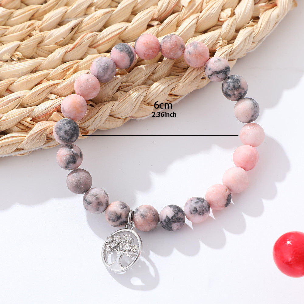 Beatriz ásvány karkötő zebra jáspis pink