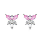Fehér-rózsaszín pillangó fülbevaló whitegold
