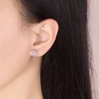 Fehér-rózsaszín pillangó fülbevaló whitegold