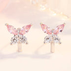 Fehér-rózsaszín pillangó fülbevaló whitegold