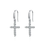 Lógós kristály kereszt fülbevaló whitegold