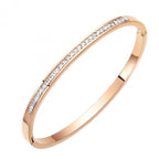 Titánium négyzet kristályos karkötő rosegold